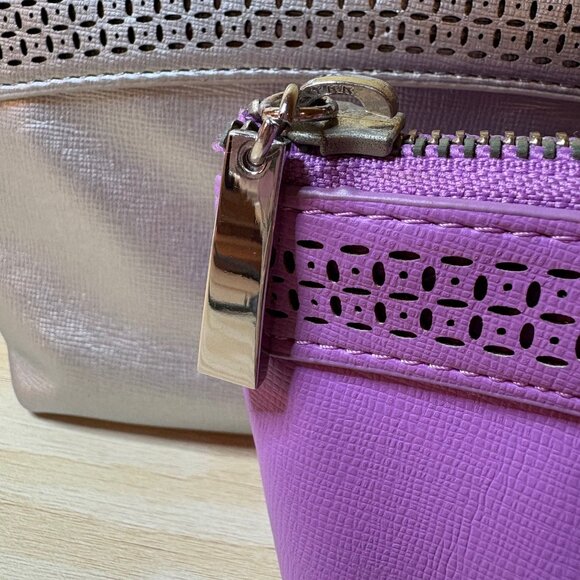 White House Black Market Makeup Bag Trio (Purple, Silver, Gold) **NEW WOT** - Picture 3 of 11